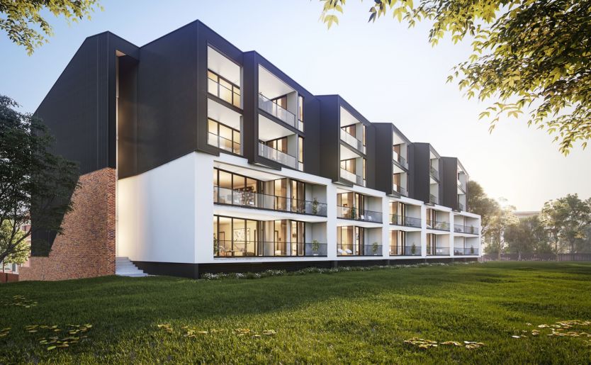 Exterior architectural render of M/27 Apartments by Match in Fremantle