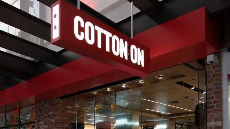 Cotton On entrance sign in Wodonga Plaza grand opening in September 2018