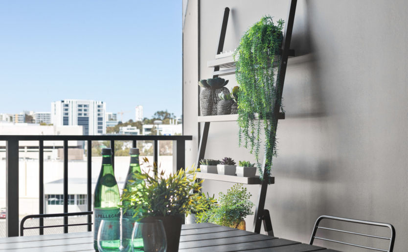 Furnished Balcony shot of an apartment at M/24 by Match in Leederville